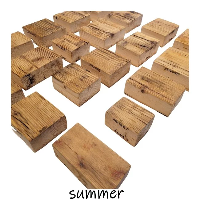 Holzmusterklötze Bohle aus Massivholz / Altholz / Gerüstbohlen Farbe summer